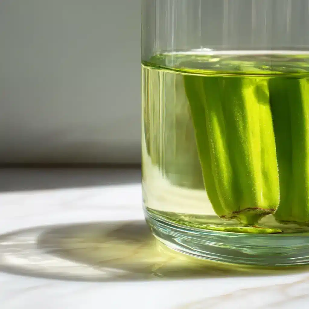 Close-up of okra water viscous texture showing soluble fiber content
