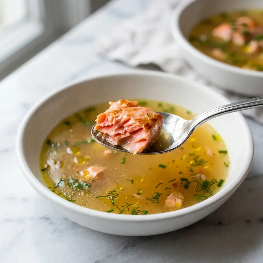 A spoonful of roasted salmon and bone broth for stress relief
