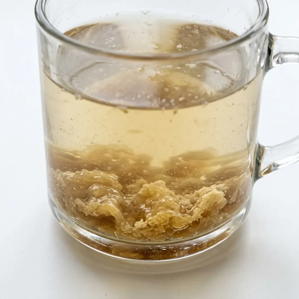 dr-jennifer-gelatin-weight-loss-mistakes Clumped residue from incorrectly making the dr jennifer gelatin weight loss recipe.