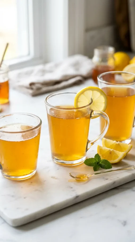 A collection of golden honey tonics for gut health and immunity
