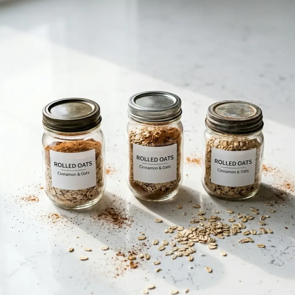 how-to-make-oatzempic-drink-for-weight-loss-prep Dry oats prepped in small glass jars