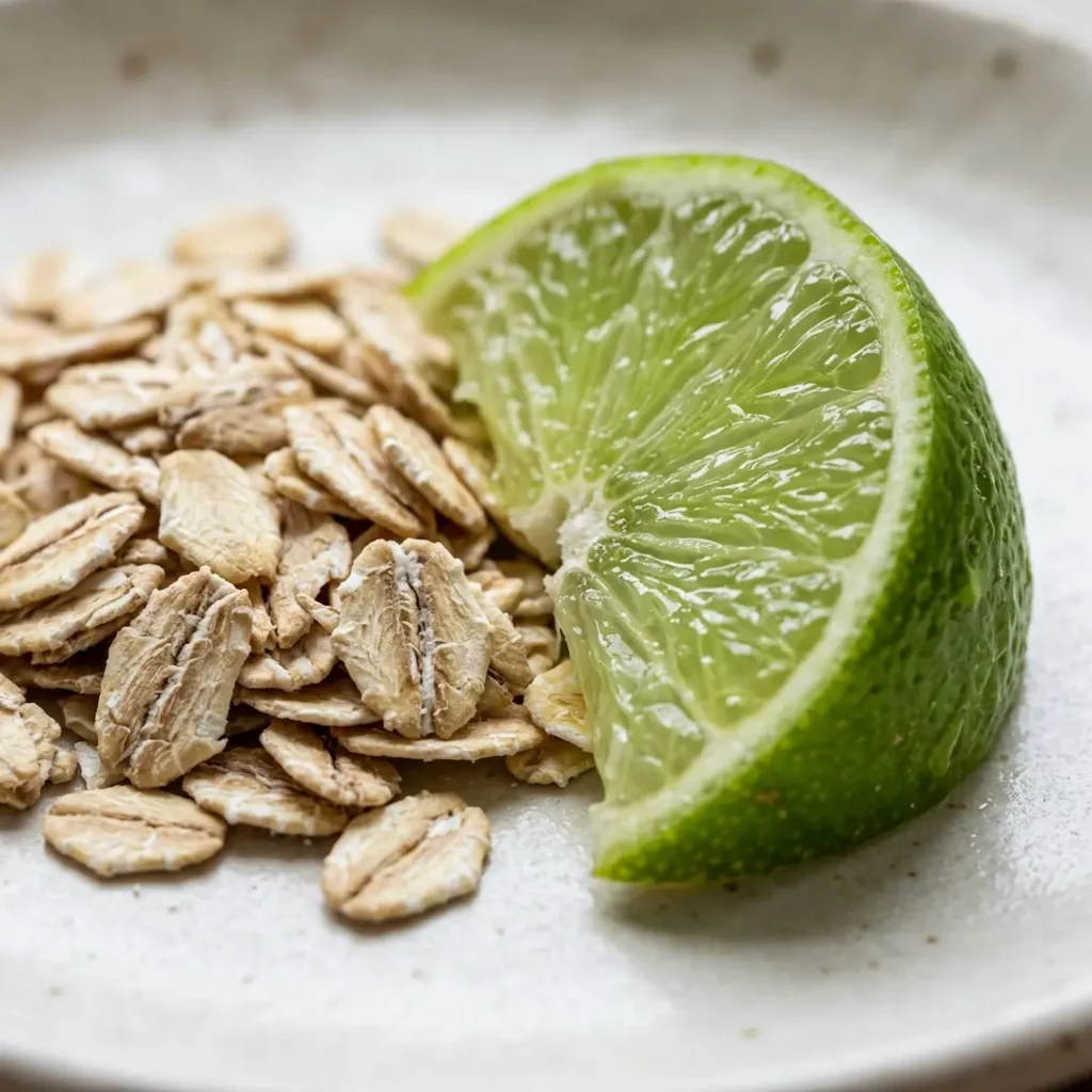 how-to-make-oatzempic-drink-for-weight-loss-science Macro shot of raw oats and fresh lime