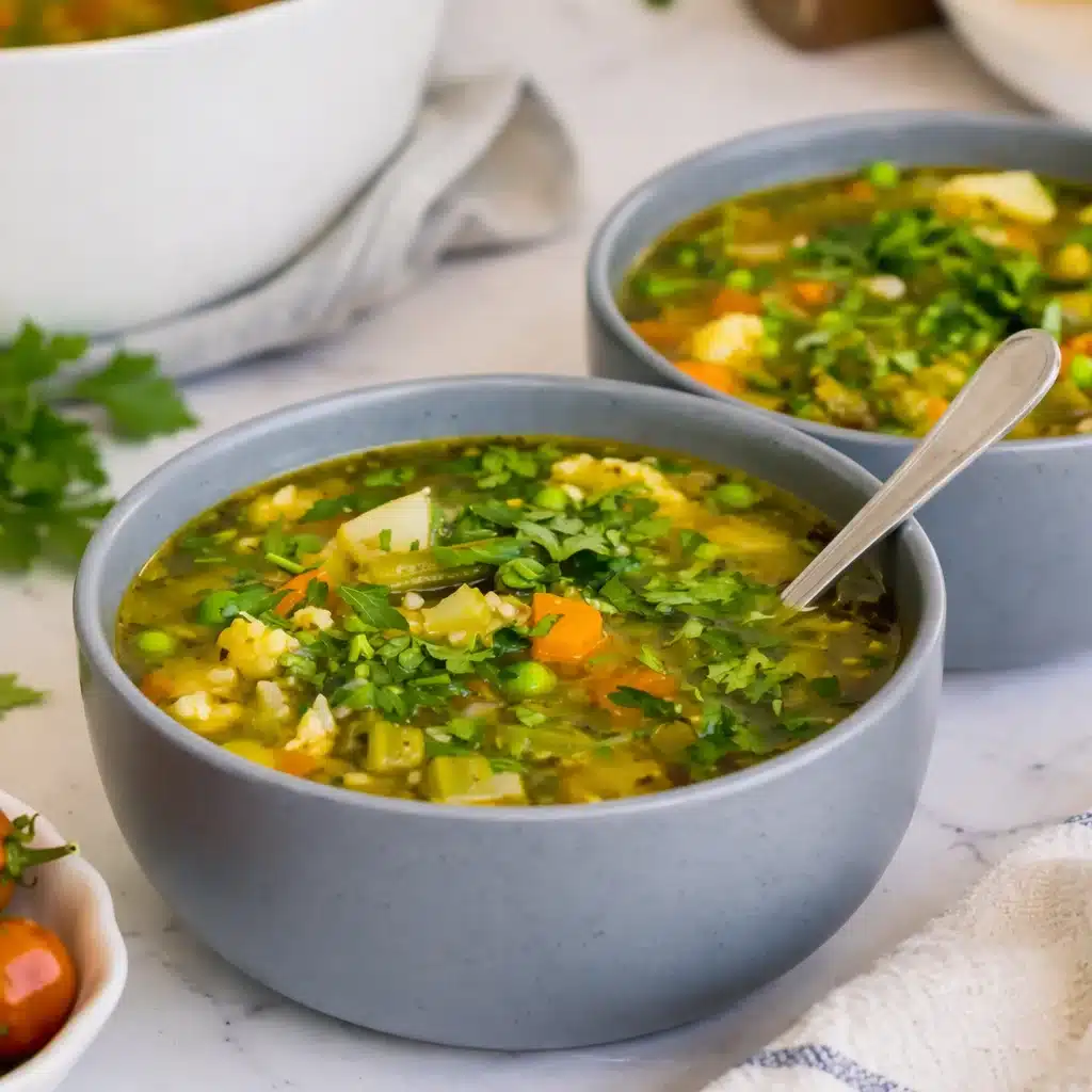 Gut healing vegetable soup for leaky gut, rich in nutrients and anti-inflammatory ingredients.