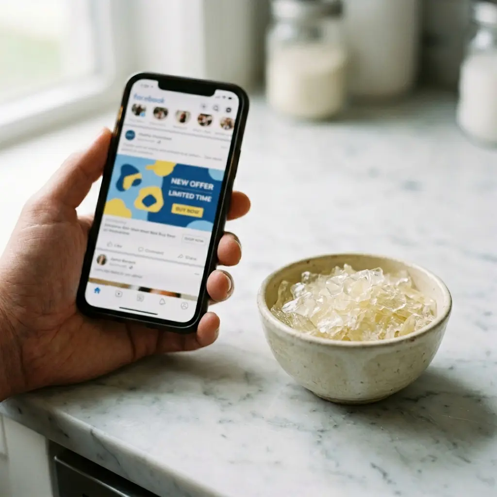 A comparison between fake social media ads and real nutrition