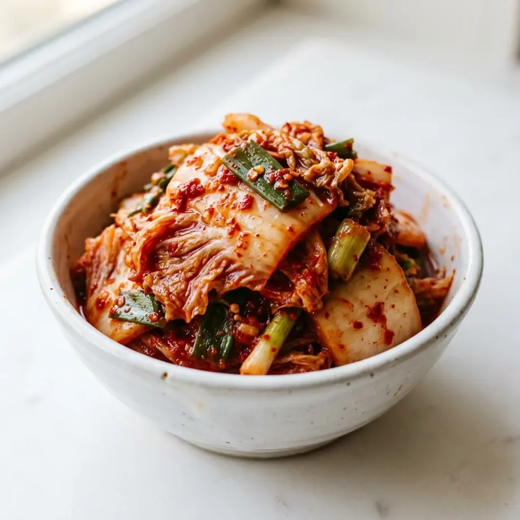 Homemade Kimchi Served in White Ceramic Bowl Homemade kimchi how to make kimchi at home served in a small white ceramic bowl as Korean banchan