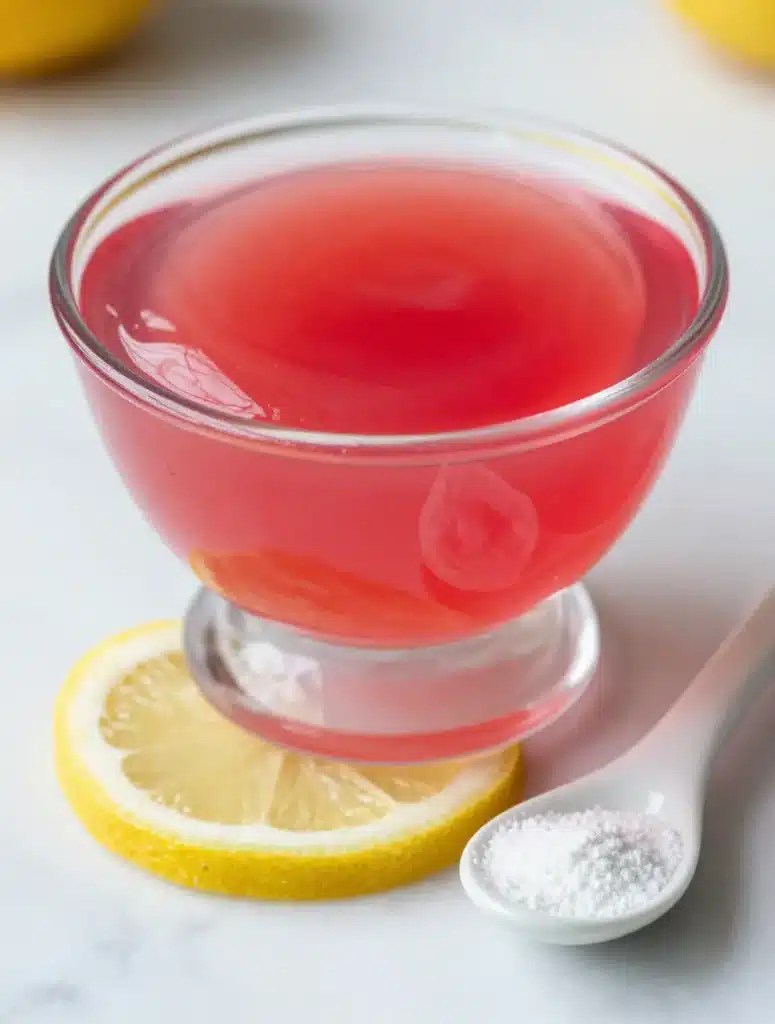Dr Oz Pink Gelatin Trick — Single Serving Close Up on White Marble