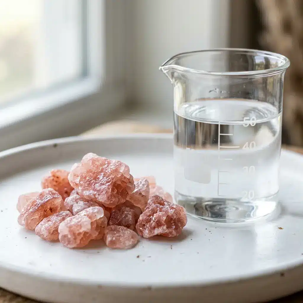Pristine ingredients required for the pink salt recipe.